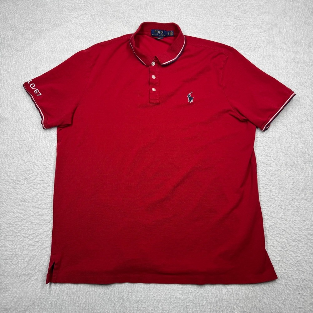 Polo Ralph Lauren Classic Fit Red Polo Shirt with Rubber Pony Men's Size XL